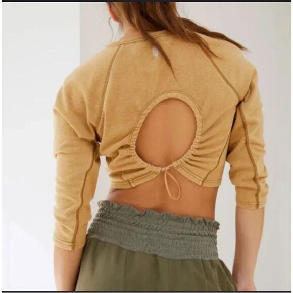 Free People Tops - Free People Movement Burnt Gold Circle Back Crop Top Large